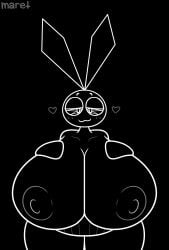 2023 :3 anthro bedroom_eyes big_breasts black_and_white breasts_bigger_than_head bunny bunny_girl evilfiendish female female_only fuck_me_eyes fur furry horny horny_female huge_breasts massive_breasts mob_face smile tits_out vib-ribbon vibri