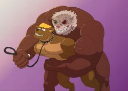 animal_humanoid anthro armor_king bear collar duo felid felid_humanoid humanoid jaguar jaguar_humanoid leash leash_pull male male/male mammal mammal_humanoid nastybluepal pantherine pantherine_humanoid sex size_difference sunset_(sunsetuwo)