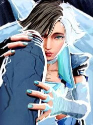 2d_(artwork) 3d_(artwork) black_penis giant_penis idol korean korean_female kpop kpop_girl light-skinned_female light_skin luna_snow luna_snow_(marvel_rivals) male superheroine teasing venom_(marvel) venom_(marvel_rivals)