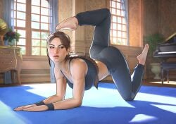 1female 1girls 2d 2d_(artwork) 2d_artwork ass ass_up barefeet barefoot breasts british british_female brown_eyes brown_hair butt_up dalejomej european european_female feet feet_up female female_focus female_only foot_fetish foot_focus lara_croft lara_croft_(classic) legs legs_apart legs_held_open legs_spread legs_up long_hair long_legs looking_back ponytail soles stretching tank_top tied_hair toenail_polish toenails toes toes_scrunch toes_spread tomb_raider tomb_raider_(l.a.u.) very_long_hair wallpaper yoga yoga_pants yoga_pose