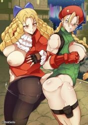 2d 2girls blonde_hair busty cammy_white capcom catfight female female_focus female_only hourglass_figure karin_kanzuki orphen_(pink_seito) pinkseito street_fighter street_fighter_v tagme wide_hips