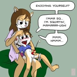 anthro anthro_female anthro_focus anthro_only beige_fur brenda_(thekzx) brown_hair canine_penis cub cum cumshot dingo furry furry_balls furry_breasts furry_ears furry_female furry_focus furry_male furry_only furry_penis furry_tail grabbing_breast handjob incest mother_and_son orgasm tagme tay_(thekzx) thekzx