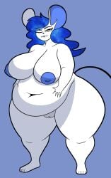 2023 5_fingers 5_toes anthro areola belly belly_grab big_belly big_breasts big_ears biped black_nose blue_areola blue_background blue_eyes blue_hair blue_nipples breasts buckteeth cosmic_hair curvy_figure deep_navel deity digital_media_(artwork) ethereal_hair eyelashes fat_arms feet female fingers full-length_portrait genitals hair hand_on_belly hi_res huge_breasts huge_hips huge_thighs lola_twinklestar long_hair looking_at_viewer mammal mechaclank mouse murid murine narrowed_eyes navel nipples nude one_eye_closed overweight overweight_anthro overweight_female poofy_hair portrait puffy_areola pussy rodent seductive simple_background smile solo standing star_eyes tail teeth thick_thighs thin_tail toes venus_figure white_body wide_hips