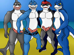 4boys bandana ciel-wolf copyright_request fish male marine nude penis shark yaoi