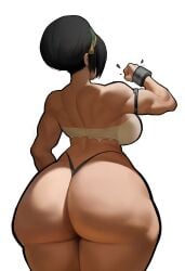 1girls ass ass_focus avatar_the_last_airbender big_ass big_breasts black_hair bottom_heavy bottomless bottomless_female bracelet breasts bubble_butt busty crop_top fat_ass female female_only gluteal_fold huge_ass large_ass large_breasts light-skinned_female massive_ass muscular muscular_female rear_view simple_background solo spiralnoww the_legend_of_aang thick_ass thick_thighs thunder_thighs toph_bei_fong white_background wide_hips