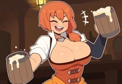 1girls ai_generated cleavage fire_emblem fire_emblem:_three_houses large_breasts leonie_pinelli novelai solo_female tankard tavern