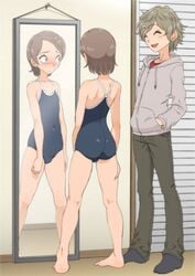 2boys crossdressing male multiple_boys one-piece_swimsuit penis penis_under_clothes swimsuit tsutsumi_keisuke young