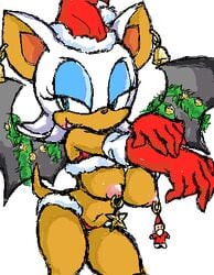 christmas female female_only mutabouru rouge_the_bat santa_claus sega sonic_(series) straight_hair