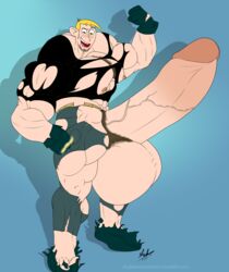 abs color disney flexing hair human hyper_balls hyper_penis kim_possible macro male male_only muscle_growth penis rings ripped ron56 ron_stoppable solo