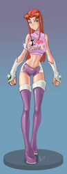 1girls boots dc_comics hvond smooth_skin solo_female solo_focus starfire teen_titans