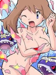 00s 1girls accidental_exposure aged_up blue_eyes breasts brown_hair female human large_breasts light-skinned_female light_skin may_(pokemon) nintendo nude olm_(studio) pointy_chin pokemon pokemon_rse sharpedo short_hair straight_hair tagme torn_clothes