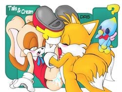 anthro ass blush canine chao_(sonic) cheese_the_chao clothing cream_the_rabbit cum cum_inside drs female fox fur interspecies male mammal miles_tails_prower multiple_tails nude rabbit sega sex size_difference sonic_(series) straight straight_hair tagme tail young