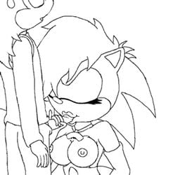 anthro big_breasts breasts cleavage closed_eyes clothes cyrus feline fellatio female fur hedgehog interspecies lion male mammal monochrome nipples nude nudity oral penis sonia_the_hedgehog sonic_(series) sonic_underground straight straight_hair uncensored