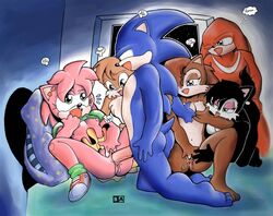 3boys 3girls amy_rose anthro archie_comics battle_angel canine cat chipmunk color dic_entertainment echidna feline female fox fur group hedgehog hershey_the_cat interspecies knuckles_the_echidna male mammal miles_tails_prower monotreme penis rodent sally_acorn sega sex sonic_(series) sonic_cd sonic_satam sonic_team sonic_the_hedgehog sonic_the_hedgehog_(archie) sonic_the_hedgehog_(comics) sonic_the_hedgehog_(series) straight straight_hair