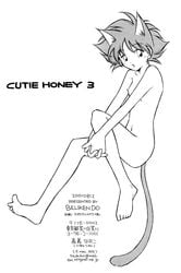 1girls animal_ears billiken_do black_and_white breasts comic cowboy_bebop edward_wong_hau_pepelu_tivrusky_iv female human nipples short_hair small_breasts solo tail white_background