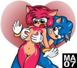 2007 amy_rose anthro artist_request blue_fur breasts color female front_view fur furry furry_only hedgehog male nude pink_fur sega short_hair sonic_(series) sonic_cd sonic_the_hedgehog sonic_the_hedgehog_(series) standing straight straight_hair uncensored vulva