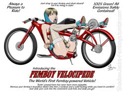 1boy anal balls bicycle bondage contraption dildo dildo_bike english_text femboy footwear gag gay high_heels human living_bike male mechanical_fixation nude objectified open_mouth_gag pale_skin ring_gag shadowjack sissy solo solo_male stockings text thighhighs trap uncensored