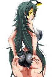 artist_request ass big_ass black_hair breasts huge_ass kaiju kaiju_girl long_hair nipples orange_eyes swimsuit tattoo ultra_kaijuu_gijinka_keikaku ultraman_(franchise) zetton_seijin