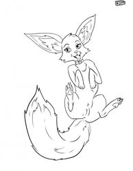 animal_genitalia anus canine female fennec feral fox fur mammal nude open_mouth pawpads punishedkom pussy simple_background sketch smile solo tongue tongue_out