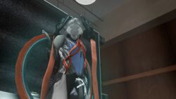 3d alien humanoid_penis male nezha_(warframe) penis pose shadow_(artist) tenno video_games warframe