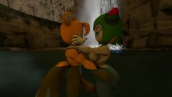 1boy 1girls 4kids_entertainment boner cosmo_the_seedrian female fox galestar01 lake male nude_female seedrian sega sonic_(series) sonic_the_hedgehog_(series) sonic_x tails tms_entertainment