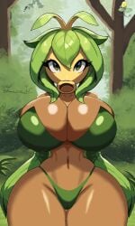 2d 2d_(artwork) beautiful bellsprout big_ass big_breasts big_butt big_hips big_thighs bimbo bimbo_body brown_body bush busty busty_female curvaceous curvaceous_body curvaceous_female curvaceous_figure curvy curvy_body curvy_female curvy_figure cute cute_face day daytime digital_drawing_(artwork) digital_media_(artwork) drawing forest green_eyes green_hair hi_res highres huge_ass huge_breasts huge_thighs leaf_hair leaves plant plant_girl pokemon pokemon_(species) small_waist tagme thefurrange tree wide_hips yellow_skin