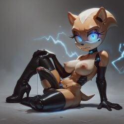 1futa ai_generated anthro balls breasts cyborg elbow_gloves foreskin futa_only futanari high_heel_boots latex mobian_(species) oc original_character penis robot shortstack solo sonic_(series) sonic_oc thighhighs