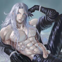 cock final_fantasy male_focus muscular pubic_hair sephiroth