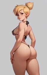 ai_generated ass big_butt big_thighs bikini bikini_black disney gray_background large_ass large_breasts large_thighs thighs tinker_bell transparent_clothing yellow_hair