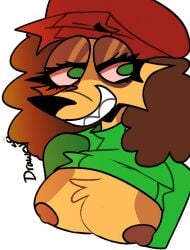 anthro breasts_out canine green_clothing high_on_weed mazie mazie_(mazeuncovered) my_art