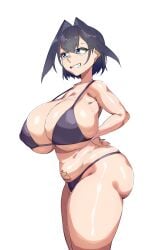 1girls ass chubby chubby_female female female_only gigantic_breasts hololive hololive_english huge_ass human makinakid ouro_kronii side_view slightly_chubby solo solo_female standing virtual_youtuber