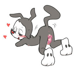 all_fours anthro anus ass_up blush erection feet half-closed_eyes heart looking_at_viewer looking_back male male_only mammal nipples pawpads penis presenting ribbons simple_background solo sweat wiggle yakko_warner zehn