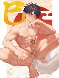 1boy abs anal anal_insertion anal_sex ass_juice ass_visible_through_thighs balls biceps big_areola big_balls big_eyes big_penis black_hair blush censor_bar censored censored_anus censored_penis collarbone complete completely_nude crouching cum cum_drip cum_on_lower_body cum_on_penis cum_on_self cum_on_tail cum_on_testicles cum_string cumshot ejaculation erect_nipples erection eyelashes feet foreskin_folds frenulum frown gaping gaping_anus gay hand_on_chin hi_res huge_cock humanoid impossible_fit kanji looking_down male male_only male_penetrated manly mature_male muscles muscular muscular_arms muscular_legs muscular_male muscular_thighs navel nayoshi_(r-744) neutral_expression one_eye_closed orange_eyes orgasm original original_character pecs penis pointless_censoring pointy_chin pubic_hair scales self_fuck semen sex shadow short_hair six_pack slit_pupils snake_humanoid snake_tail solo spread_legs squatting sticky_cum tail_in_ass tail_in_own_ass tail_insertion tail_sex thick_cum thick_penis toes unstoppable_orgasm veiny_arms veiny_belly veiny_penis white_border wince yaoi year_of_the_snake young