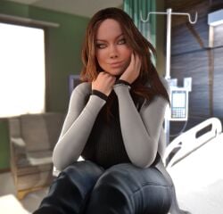 1girls 3d 3d_(artwork) alternate_breast_size big_breasts breasts breasts_bigger_than_head brown_hair brown_hair_female clothed clothed_female doctor female female_only hi_res high_resolution highres hospital hospital_bed hospital_room house_(series) huge_breasts human human_female human_only large_breasts long_hair looking_at_viewer pants remy_hadley shirt solo solo_female thirteen_(house) vaako