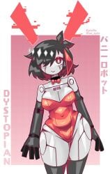 barcode bowtie bunny_ears bunnysuit hips_wider_than_shoulders jun_(mdrg) my_dystopian_robot_girlfriend red_clothing robot robot_girl robot_humanoid xz_epic