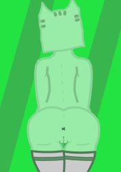 asshole cube_humanoid furry geometry_dash green_fur juniper_gd naked naked_female naked_furry no_sex nude nude_female nude_furry solo_female thigh_highs thighhighs youtube youtuber youtuber_girl