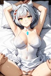 ai_generated mio_(xenoblade) missionary_position nintendo omega-weirdo sex stockings thighhighs wedding_dress xenoblade_(series) xenoblade_chronicles_3