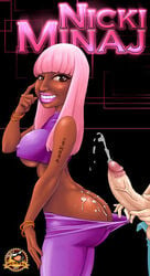 1boy 1girls ass big_ass bracelet celebrity clothing cum dark-skinned_female dark_skin dat_ass interracial lipstick nicki_minaj pink_hair sex tattoo uncensored unseen_male_face violent_mussel