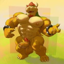 balls bodybuilder bowser cock furry hyper_testicles male male_only muscles muscular muscular_arms muscular_male muscular_thighs nintendo nipples pecs penis ripped-saurian super_mario_bros. testicles