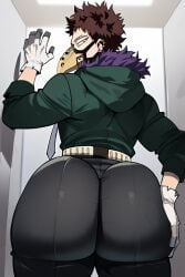 1boy ai_generated ass ass_focus ass_grab big_ass big_ass_(male) big_butt black_pants blackwhiplash_(style) boku_no_hero_academia fat_ass gay gloves grabbing grabbing_ass green_jacket hand_on_butt high_quality high_resolution highres jacket kai_chisaki male male_only mask my_hero_academia overhaul yaoi