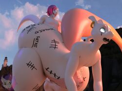3d_(artwork) abdominal_bulge anal anal_penetration anthro big_butt black_eyeshadow black_lipstick body_writing butt degradation degradation_text digital_media_(artwork) dragon duo english_text eyeshadow generation_1_pokemon genitals hi_res huge_butt larger_bottom larger_penetrated larger_sub legendary_pokemon lipstick makeup male male/male male_penetrated male_penetrating male_penetrating_male mewtwo muscular mythological_creature mythological_scalie mythology nintendo nude outside_sex peach_(peachymewtwo) penetration penis pokemon pokemon_(species) scalie sex size_difference small_top small_top_big_bottom submissive tail tally_marks text thick_thighs watermark white_body wide_hips wingless_dragon winter_draco winterdraco writing_on_butt