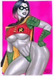 1girls big_breasts breasts dc_comics female female_only large_breasts outfit_swap raven_(dc) rudimar_patrocinio solo teen_titans traditional_media_(artwork) underboob
