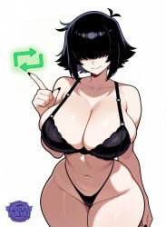 ai_generated jorgecarlosai watermark goth goth_girl gothic gothic_girl hair_over_eyes hair_covering_eyes repost icon glowing huge_breasts huge_boobs breasts cleavage underwear black_hair short_hair thong hips wide_hips thick_thighs thick curvy curvy_figure curvy_female voluptuous voluptuous_female navel underwear_only black_underwear sexy thick_legs hourglass_figure smile light_smile hair_covering_face black_nails nail_polish overflowing_breasts sideboob female female_only female_focus 1girl sexy_body sexy_female