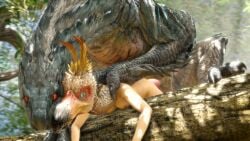 1animal 1girls 2020 3d 60fps animal_genitalia animated dracophilia hi_res human_female interspecies loop mask medium_breasts monster monster_hunter monster_on_female munt_works munt_works_(va) pretends_to_be_someone_else reptile sound thepasserbye tobi-kadachi video zoophilia
