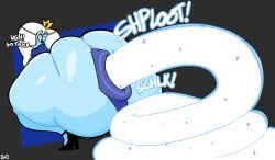adventure_time adventure_time:_fionna_&_cake anal_jelly anus big_anus big_ass blue_skin crown cyan_skin dress dress_lift edible_scat feces ghostfuckrr high_heels ice_cream ice_cream_scat ice_queen_(adventure_time) looking_at_viewer looking_back moan moaning moaning_in_pleasure pantless pleasure pleasure_face pleasured pooping_slime pseudo_scat scat scat_fetish shitting_cum text unusual_scat white_hair