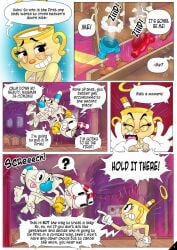 arguing argument ballsack comic completely_nude cuphead cuphead_(game) ms._chalice mugman penis scolding tits vcpvip