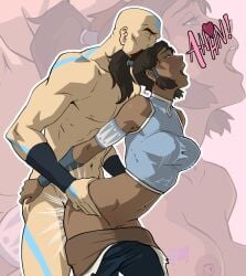 1boy 1girls 2d age_difference avatar_legends avatar_the_last_airbender blue_eyes closed_eyes female from_behind korra male older_male open_mouth pants_down pleasure_face sex size_difference standing_doggy_style standing_sex straight tattoo teacher_and_student tenzin the_avatar the_legend_of_korra undrsydr