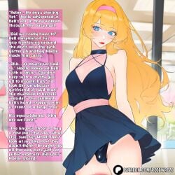 1boy ai_generated beautiful blonde blonde_hair blue_eye blue_eyes bulge bulge_under_clothes dress embarrassment femboy femdom femdom_caption feminine_faced_male feminine_male feminine_pose feminization feminized_male flushed_cheeks flushed_face flustered gentle_femdom humiliation red_lipstick rezewreze shopping sissy sissy_caption tiny_bulge yellow_hair