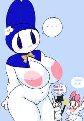 ... 3girls anthro areolae arms_behind_back background_characters big_breasts black_eyes blue-eyed_female blue_bow blue_capelet blue_eyes blue_headwear blush blush_stickers bouncing_breasts bow bowtie breasts bunny_ears bunny_girl capelet cassettedream closed_mouth completely_nude constricted_pupils demon_tail dialogue dream-cassette english_text female female_only flower furry furry_female genderswap hair_bow hair_flower hair_ornament hat headwear hood hoshime huge_breasts jester_hat kuromi large_areolae large_breasts leaning_forward looking_at_another looking_at_viewer multiple_girls my_melody nipples nude onegai_my_melody open_mouth pussy rabbit rabbit_ears rabbit_girl sanrio smile solo solo_female solo_focus split_mouth spoken_ellipsis surprised surprised_expression tail talking text thick_thighs thighs waving waving_arms white_flower white_fur white_skin wide-eyed wide_hips yellow_bow yellow_bowtie