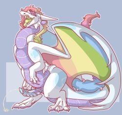 absurd_res bodily_fluids dragon dragunsnack european_mythology facial_piercing feral forked_tongue genital_fluids genitals hi_res lidded_eyes lip_piercing male mythological_creature mythological_scalie mythology open_mouth parfait_(dragunsnack) paws peeing penis piercing scalie solo tail tongue urine watersports western_dragon wings